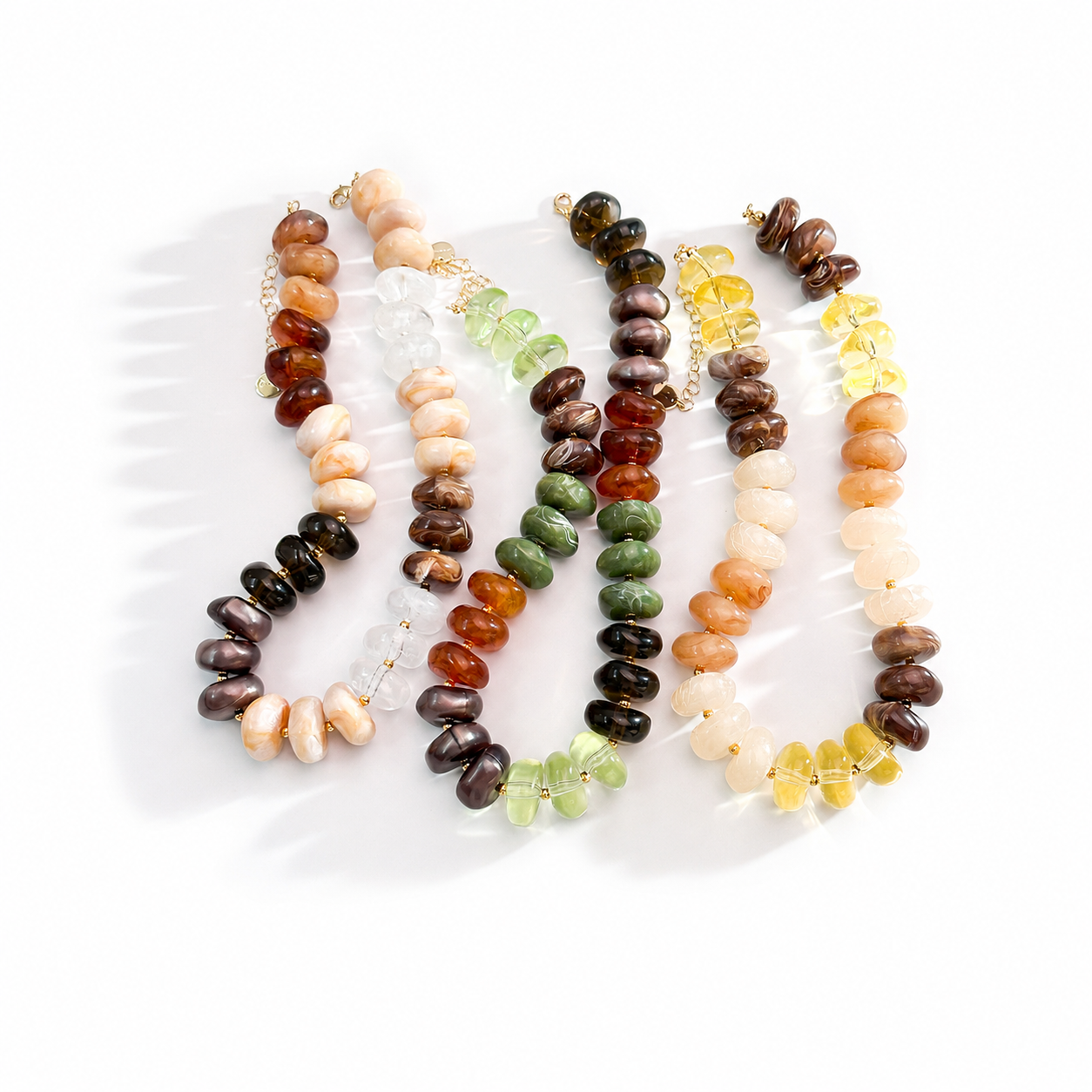 Collares De Mujer Con Cuentas De Resina De Color Degradado De La Serie Simple Retro Beads Imagen2