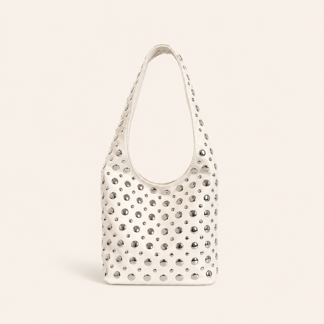 Streetwear Style Metal Hardware Studded Solid Color Rivet Pu Women's Bucket Bag Shoulder Bags