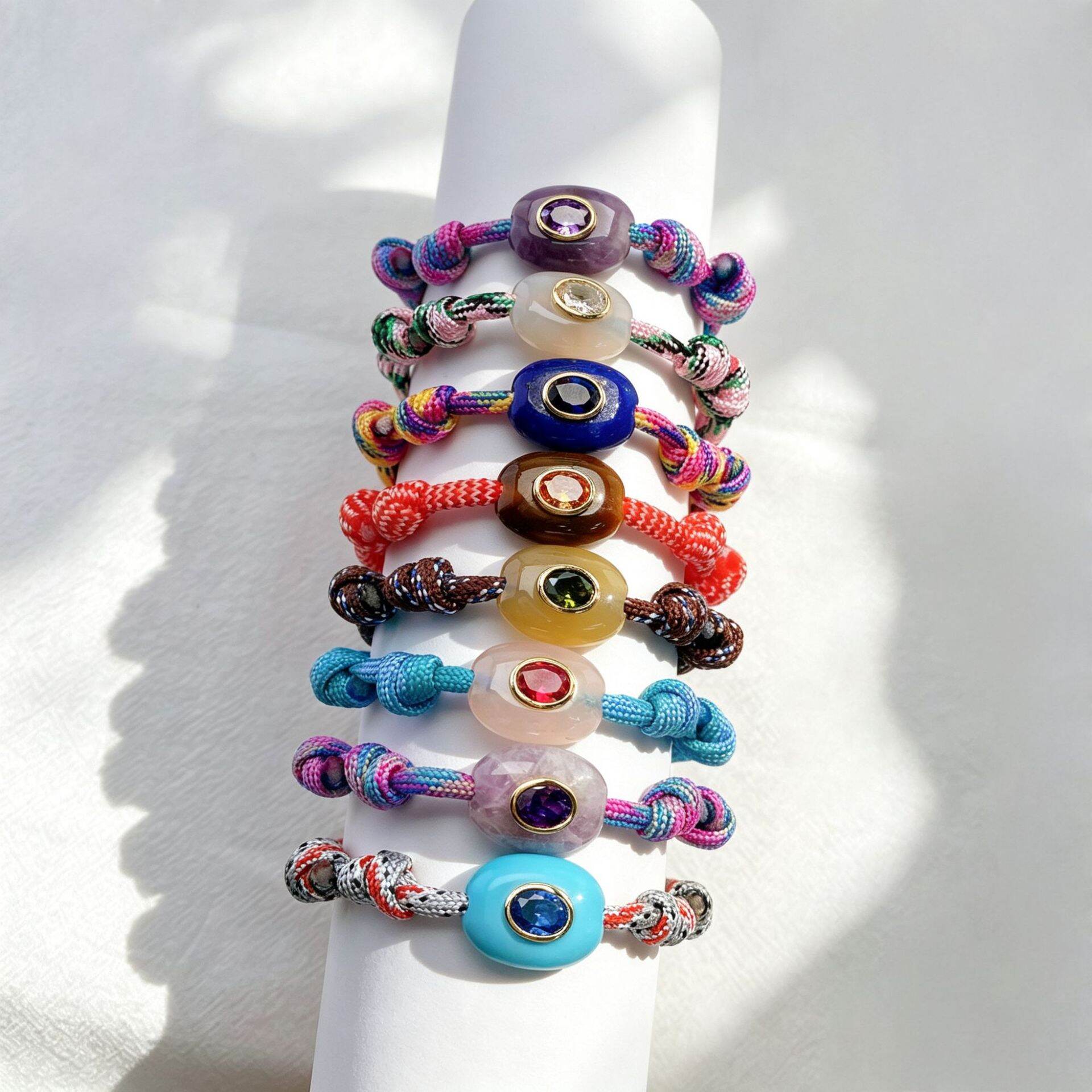 Ethnic Series Retro Twist Ellipse Shape Rope Zircon Women's Braided Bracelets