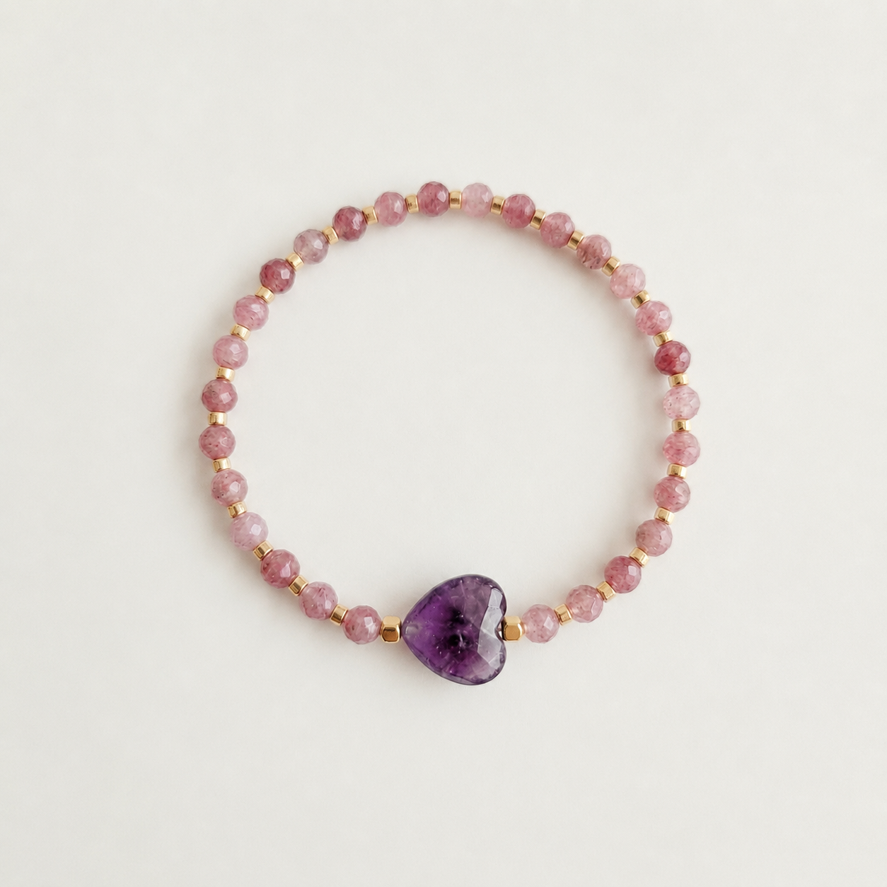 Braccialetti Da Donna Con Ciondoli A Forma Di Cuore Retrò Della Serie Romantic Series, Con Pietre Naturali. Immagine2