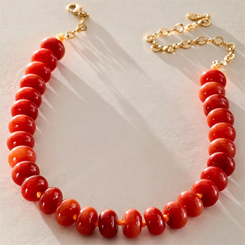 Romantic Series Retro Beads Gradient Color Acrylic Women's Beaded Necklaces