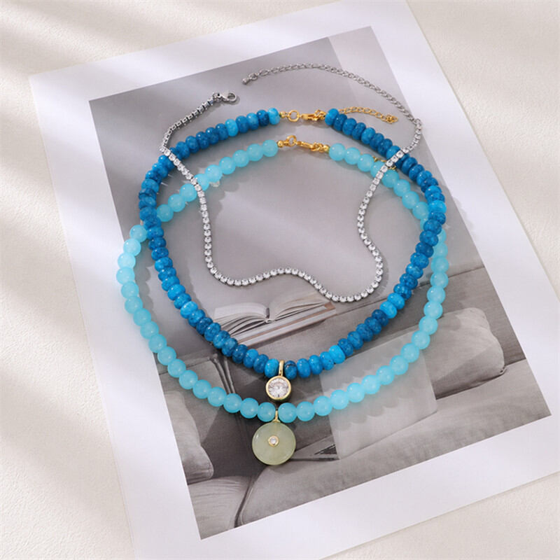 Colliers de perles pour femmes, collection romantique Daily Beads, cercle de pierres naturelles couleur or