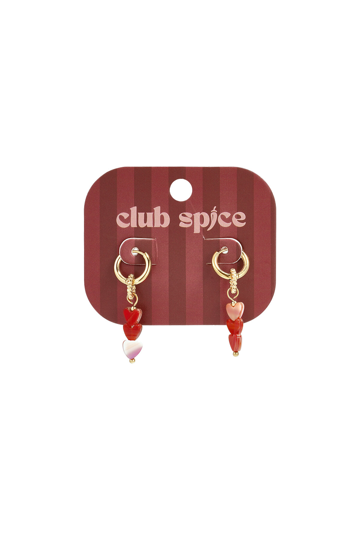Small Hoop Earrings With 3 Heart-Shaped Beads h5 Picture2