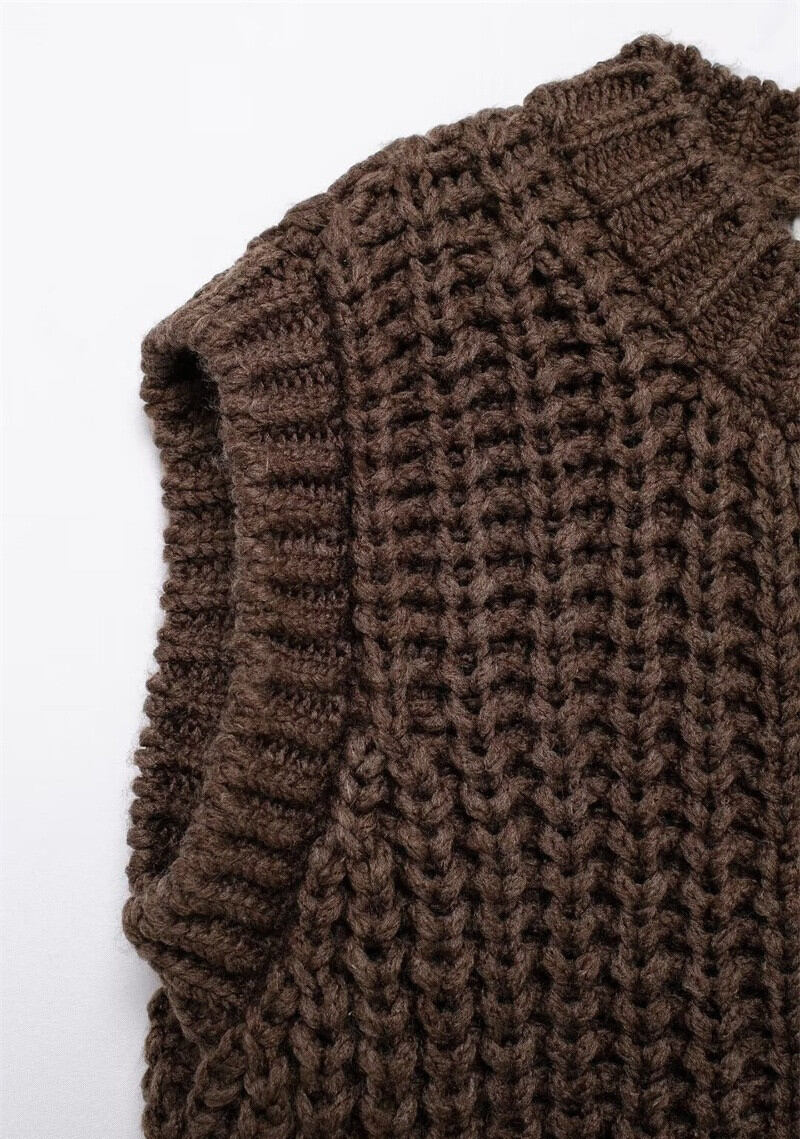 Gilet Da Donna In Maglia Grossa, Corto E Versatile, Con Bottoni Dorati, Perfetto Per Tutti I Giorni. Immagine4