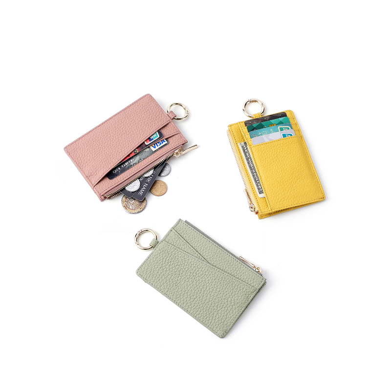 Portefeuilles et porte-cartes carrés en cuir uni, style décontracté, pour femmes 2