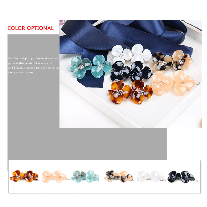 Luxurious Series Daily Flower Leopard Print Gradient Color Acetate Rhinestone Hair Clips h5Picture4