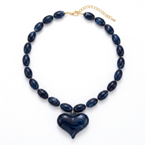 Simple Series Retro Heart Beads Gradient Color Acrylic Women's Beaded Necklaces h5 