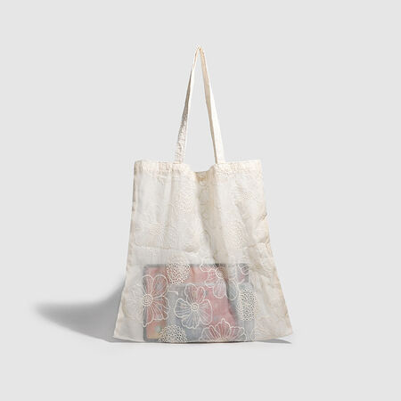 Borsa a tracolla quadrata da donna in poliestere tinta unita con ricami floreali, stile chic parigino.