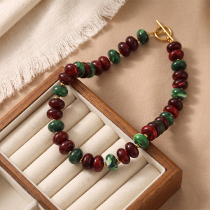 Simple Series Retro Beads Mixed Color Acrylic   Gold Color  Women's Beaded Necklaces h5 Picture3