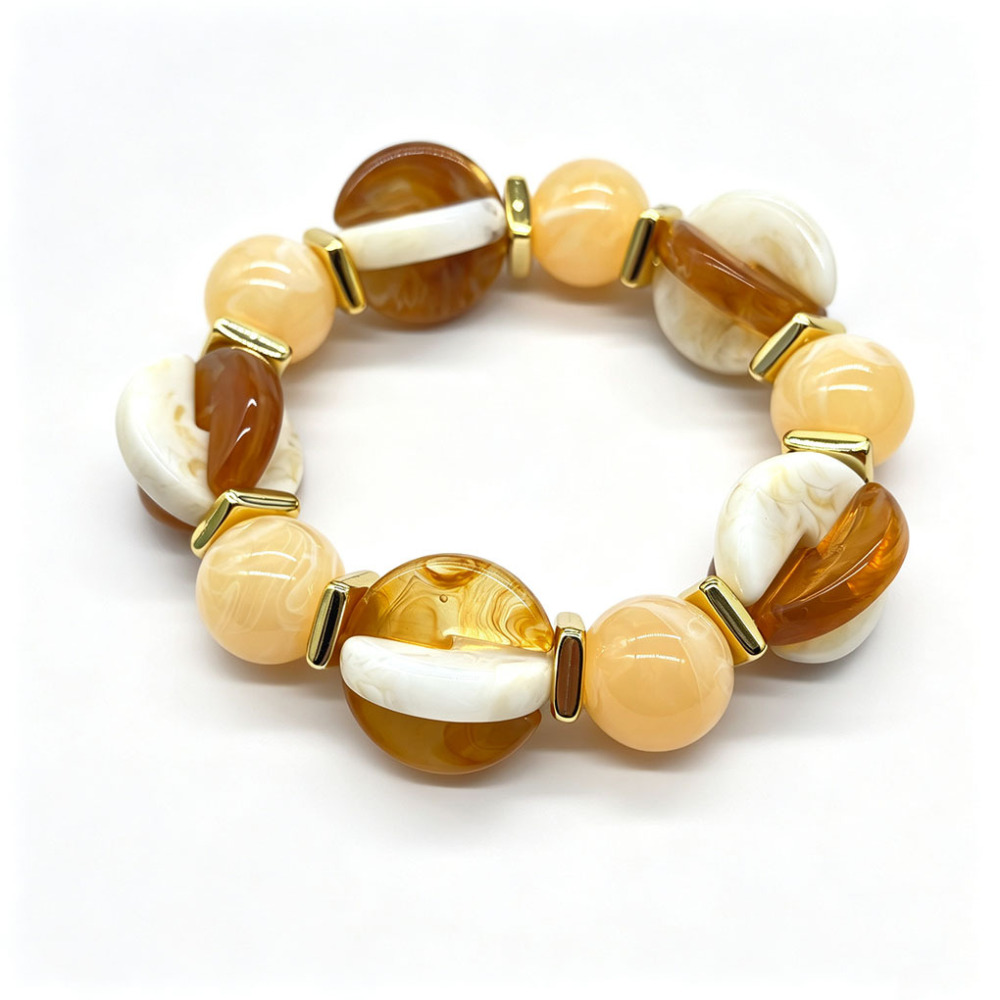 Mixed Color Disk-Shaped Acrylic Women's Beaded Bracelets 