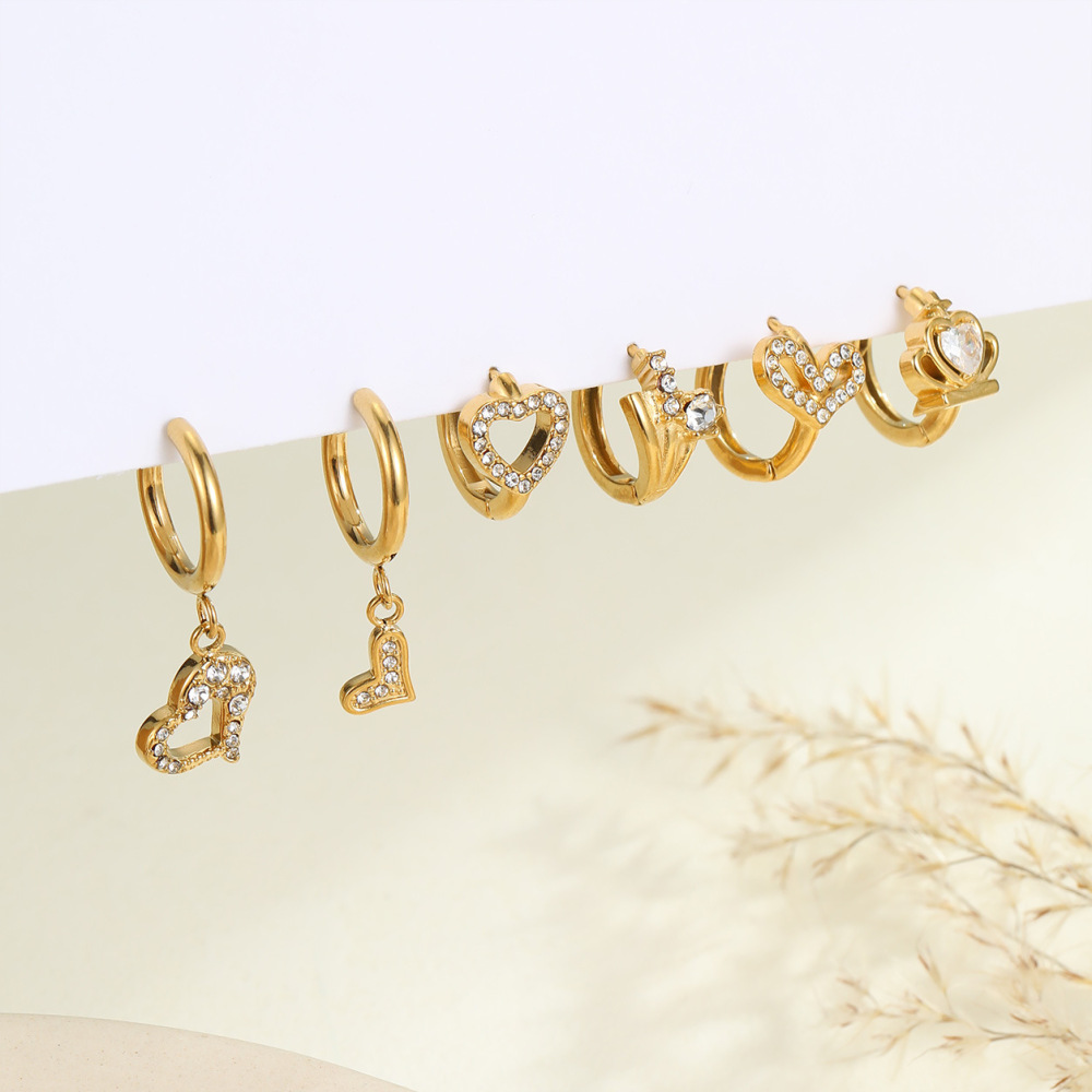 Simple Series Daily Heart Stainless Steel Waterproof Drop Earrings Picture2
