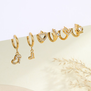 Simple Series Daily Heart Stainless Steel Waterproof Drop Earrings h5 Picture2