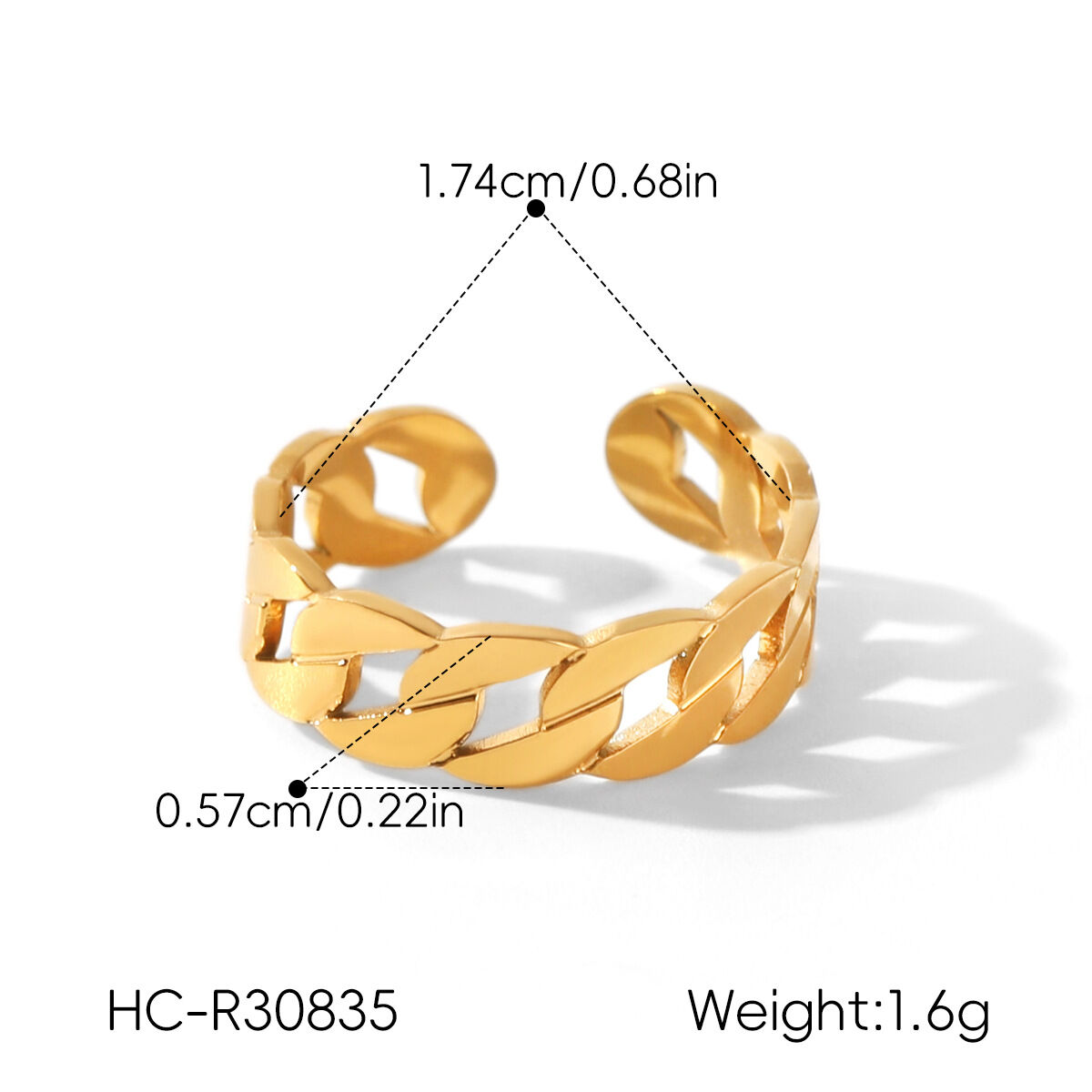 Anillos Llamativos De Acero Inoxidable Calado, Color Dorado, De Forma Irregular Y Diseño Calado, De La Serie Simple, Ideales Para Uso Diario. Imagen2