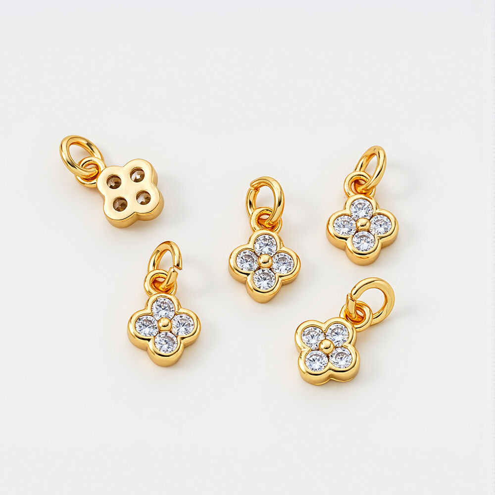 Simple Series Diy Clover Copper Gold Color Women's Pendants