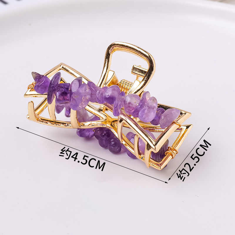 Simple Series Elegant Irregular Shape Beads Gradient Color Crystal Crystal Natural Stone Hair Claws h5Picture3
