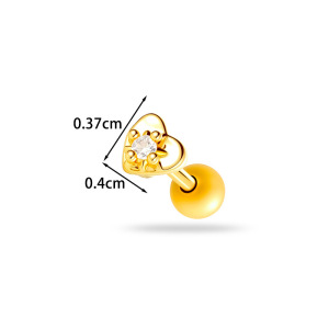 Simple Series Heart Geometric Shape Copper Gold Color Zircon Women's Piercing Earrings h5