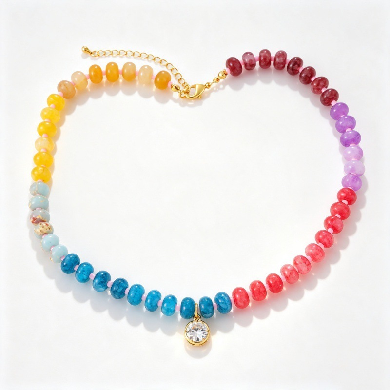 Beads Natural Stones Zircon Women's Beaded Necklaces 
