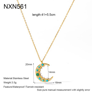 Romantic Series Casual Moon Stainless Steel Waterproof Gold Color Women's Pendant Necklaces h5