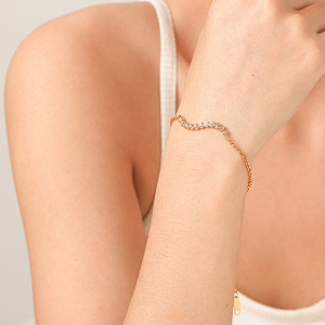 Luxurious Series Daily Chain Stainless Steel Waterproof Gold Color Zircon Women's Chain Bracelets h5 Picture4