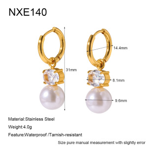 Simple Series Daily Ellipse Shape Geometric Shape Stainless Steel Waterproof  Gold Color  Zircon Women's Drop Earrings h5 