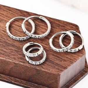 Conjunto De Pendientes Para Mujer Simple Series Daily Circle De Acero Inoxidable, Resistentes Al Agua Y Con Circonitas Color Oro. h5 Imagen2