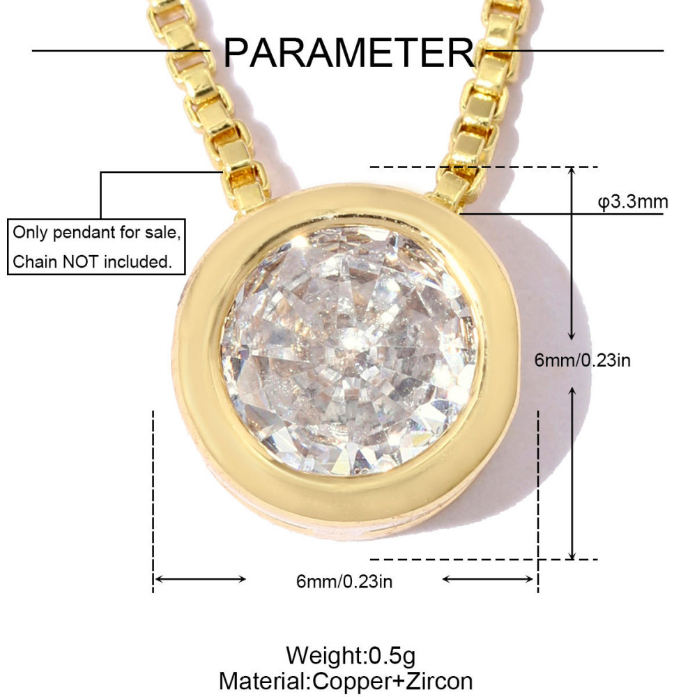 Simple Series Diy Heart Copper Gold Color Zircon Women's Pendants