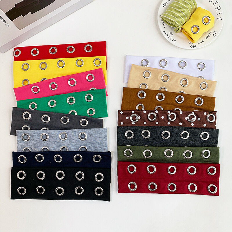 Simple Series Casual Solid Color Circle Rivet Fabric Hair Bands h5Picture3
