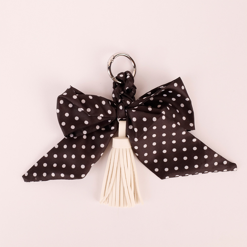 Simple Series Elegant Letter Bow Knot Stripe Polka Dots Tassel Mixed Color Polyester Bag Charms