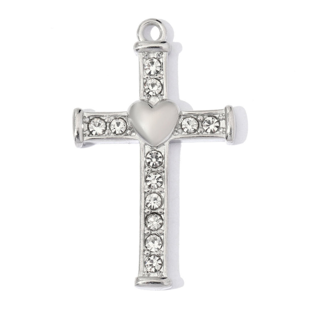 Classic Series Diy Cross Stainless Steel Waterproof   Gold Color  Zircon Women's Pendants Picture3