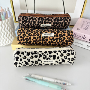 Simple Series Retro Corduroy Leopard Print Pen Pouches h5 Picture4
