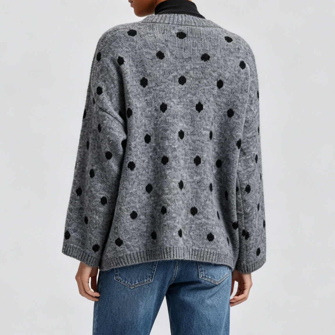 Lässiger, Gepunkteter Pullover Aus Lockerer Wolle Und Acryl Bild3