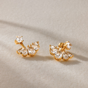 Simple Series Daily Geometric Shape Stainless Steel Waterproof   Gold Color  Stud Earrings h5 Picture4
