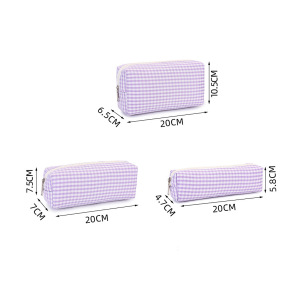 Simple Series Daily Solid Color Plaid Polyester Makeup Bags h5 Picture5