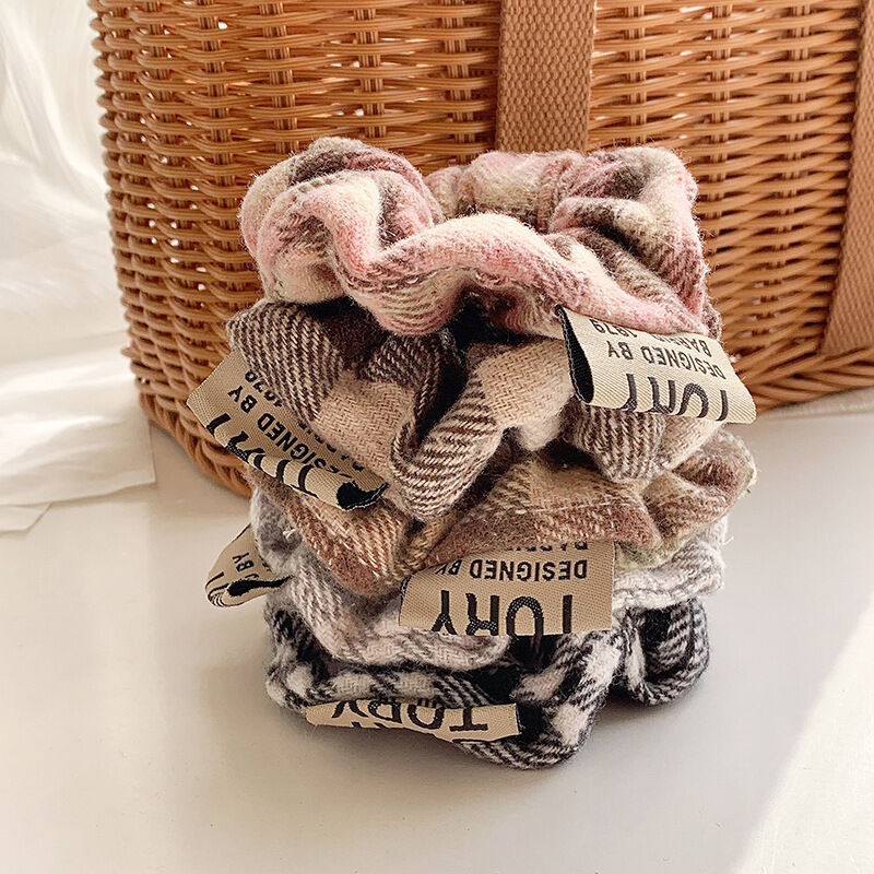 Simple Series Dagelijkse Effen Kleur Geruite Polyester Scrunchies 2