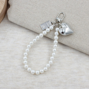Simple Series Elegant Letter Heart Beads Imitation Pearl Artificial Pearl Phone Chain h5