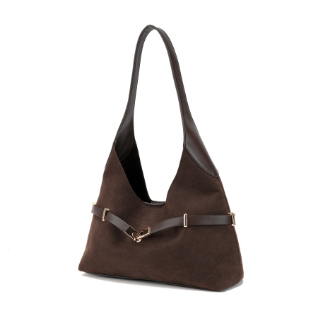 Parisian Chic Style Metal Hardware Solid Color Suede Women's Tote Bags 2