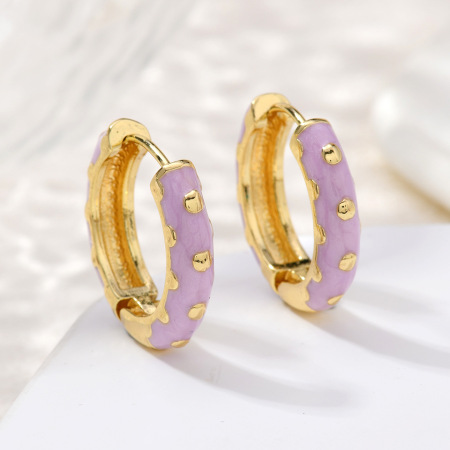 Simple Series Retro Polka Dots Circle Alloy Gold Color Damen-Creolen 2