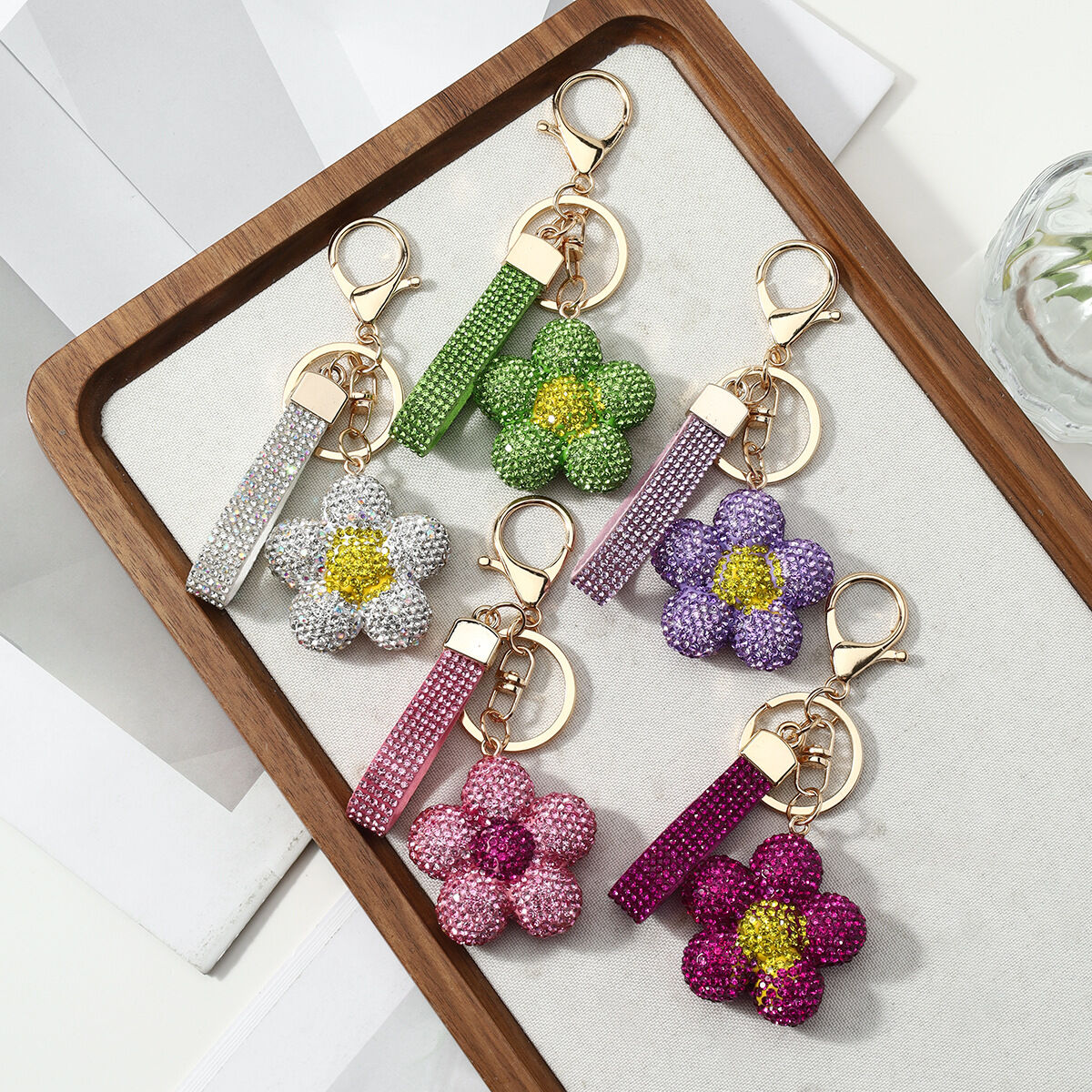 Llaveros De Aleación De Colores Variados Con Diseño Floral Diario De La Serie Simple h5 Imagen3