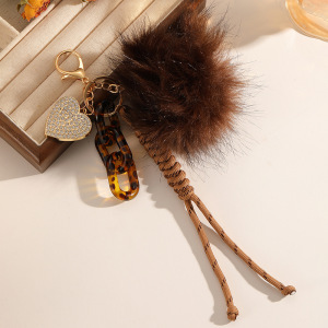 Simple Series Retro Heart Solid Color Leopard Print Chain Alloy Bag Charms h5 Picture3