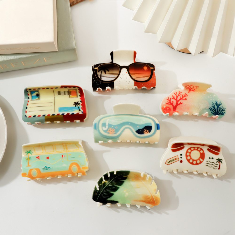 Simple Series Vacation Flower Cartoon Oceanic Style Leaf Envelope Acrylic Hair Claws Picture3