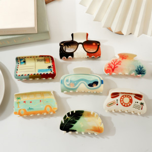 Simple Series Vacation Flower Cartoon Oceanic Style Leaf Envelope Acrylic Hair Claws h5 Picture3