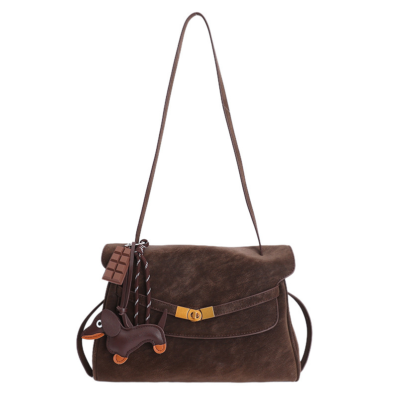 Old Money Style Metal Hardware Solid Color Suede Women's Tote Bag(The Bag Charm Is Not Included.)