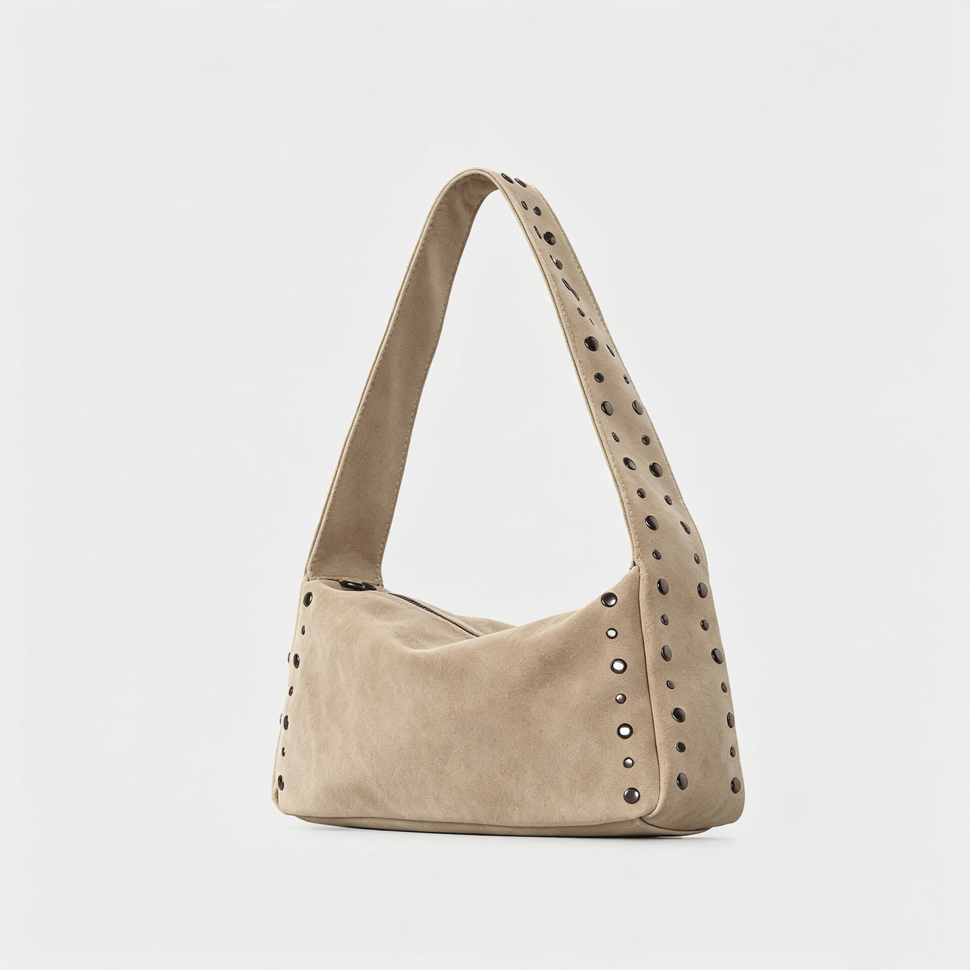 Casual Stijl, Metalen Details, Studs, Effen Kleur, Suède, Vierkante Schoudertas Voor Dames h5 Afbeelding2