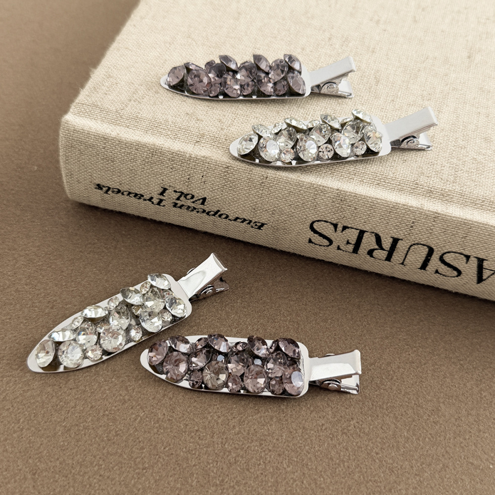 Luxurious Series Simple Solid Color Geometric Shape Alloy Rhinestone Hair Clips Picture2