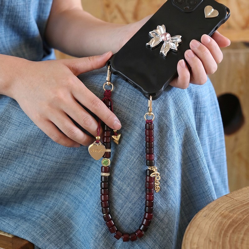 Simple Series Casual Letter Heart Beads Gradient Color Acrylic Phone Chain Picture3
