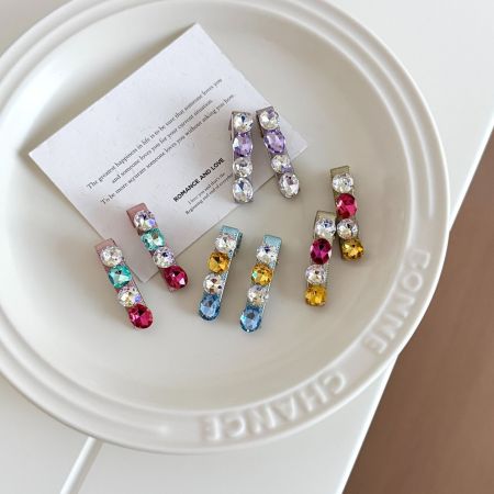 Luxurious Series Retro Mixed Color Geometric Shape Alloy Rhinestone Hair Clips 2