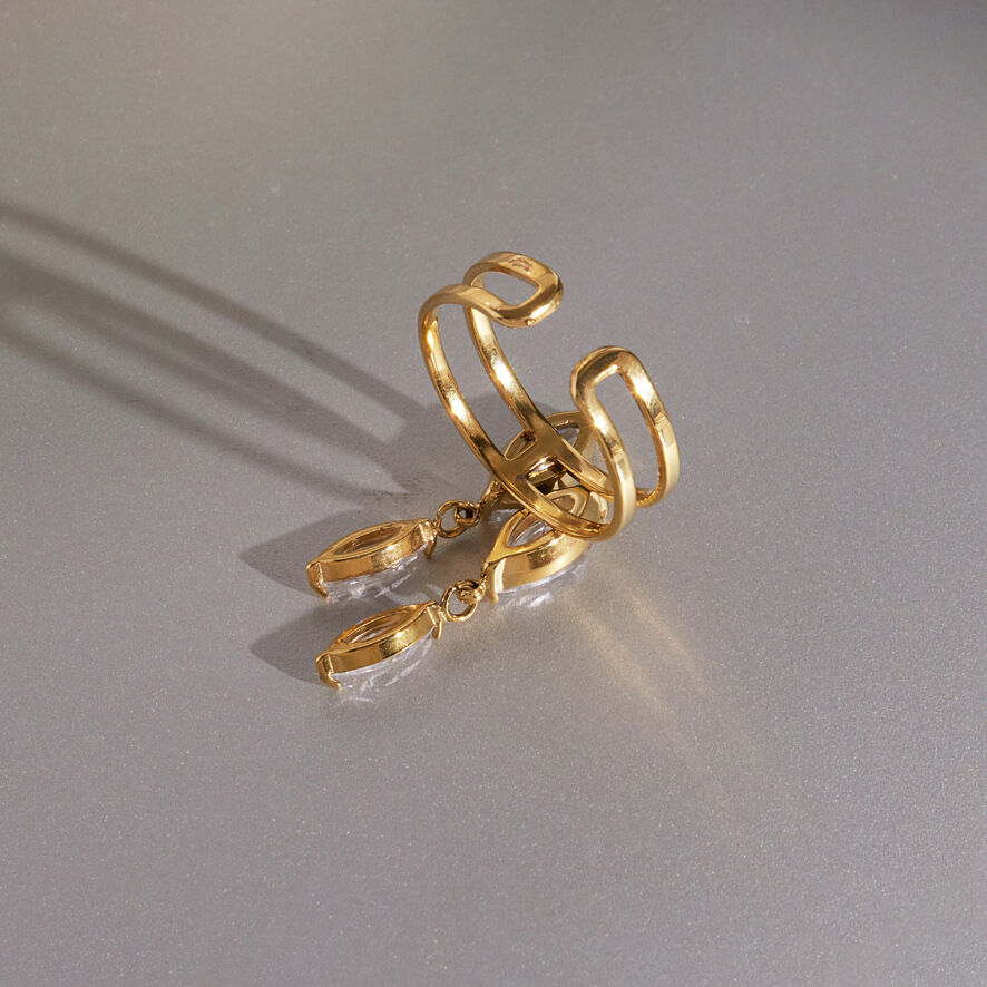 Anello Da Donna Con Zirconi, Impermeabile, In Acciaio Inossidabile Color Oro, Con Nappa A Goccia E Pietre Preziose. Immagine4