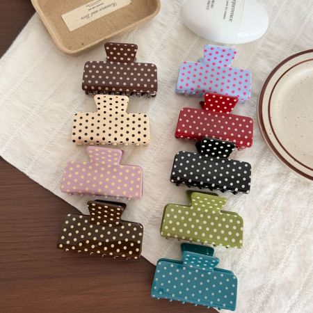 Einfache Serie Retro-Haarspangen Aus Pvc In Unifarben Mit Polka-Dots