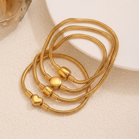 Simple Series Diy Heart Chain Stainless Steel Waterproof Gold Color Stringing Materials