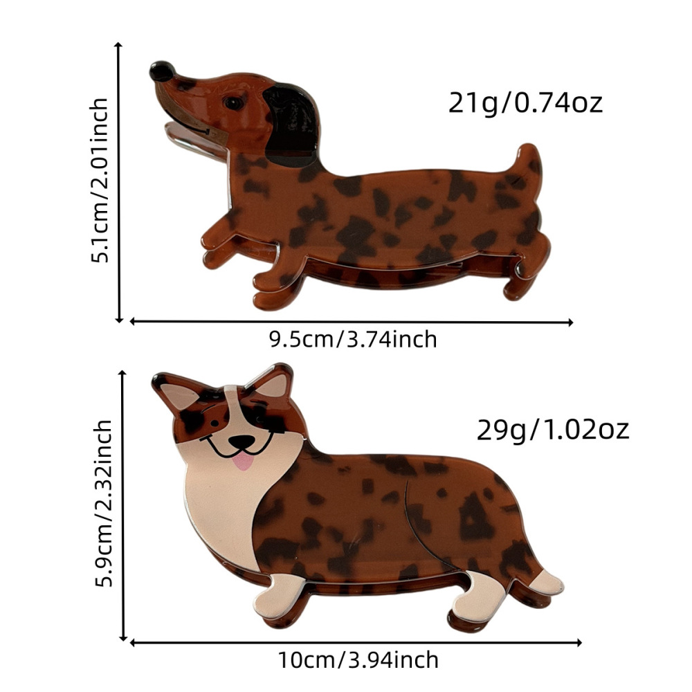 Simple Series Cute Animal Dachshund Acrylic Hair Claws Picture3